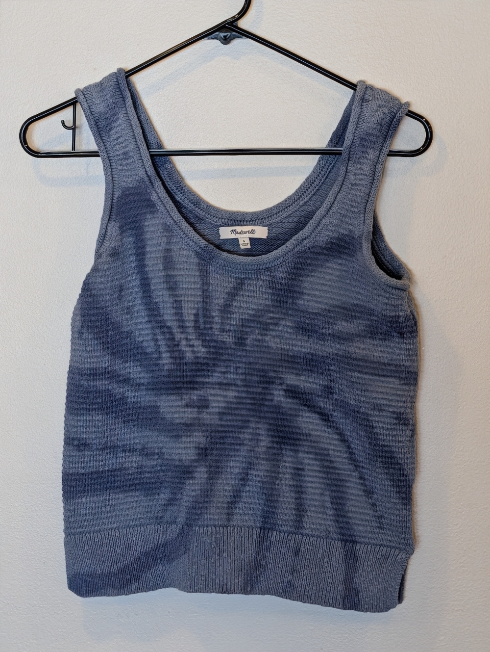 Madewell Blue Space Dye Knit Sweater Tank Top Scoop Neck Sleeveless Sz S